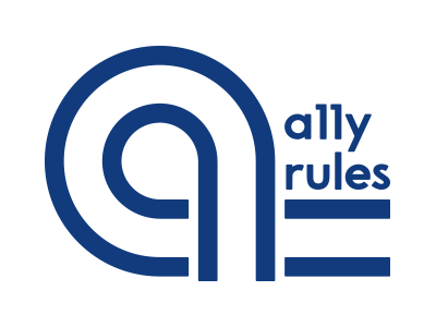 A11y Rules Logo - A stylized a with the words a11y rules stacked beside the a.