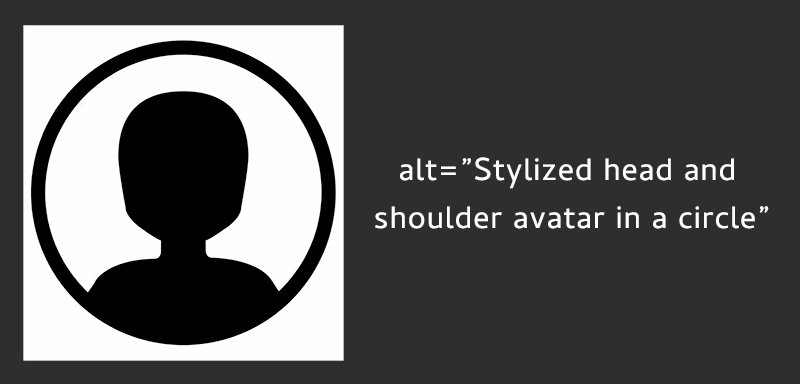 Blank avatar with text that reads alt=Stylized head and shoulder avatar in a circle.